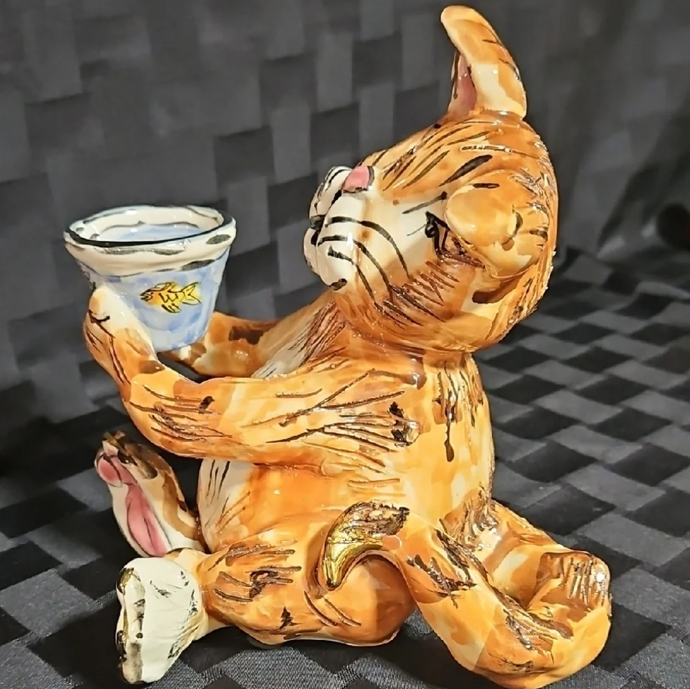 Purrfectly Delightful Ginger Cat Candle Holder Designed by Heather Goldminc Y2K